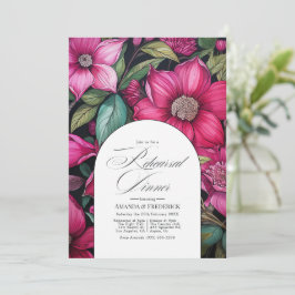 Fuchsia, Smaragdgroen en Zwarte Probedineruitnodig Kaart