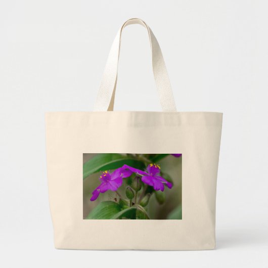 Fuchsia Spiderwort Tweeling Wilde Bloem Geschenken Grote Tote Bag (Voorkant)