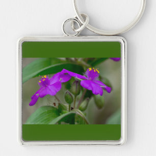 Fuchsia Spiderwort Tweeling Wilde Bloem Geschenken Sleutelhanger