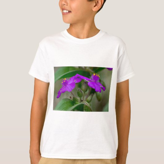 Fuchsia Spiderwort Tweeling Wilde Bloem Geschenken T-shirt (Voorkant)