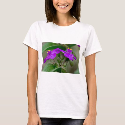 Fuchsia Spiderwort Twins Wildflower Gifts apparel T-shirt (Voorkant)