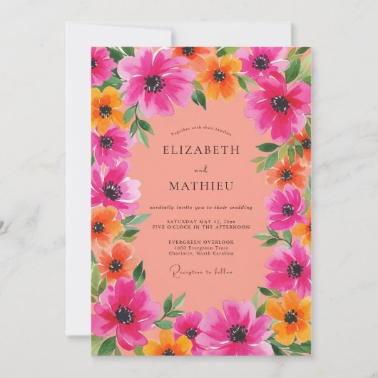 Fuchsia Spirited Summer Wedding Kaart (Voorkant)