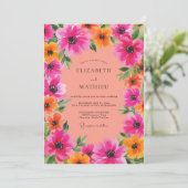 Fuchsia Spirited Summer Wedding Kaart (Staand voorkant)