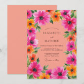 Fuchsia Spirited Summer Wedding Kaart (Voorkant / Achterkant)