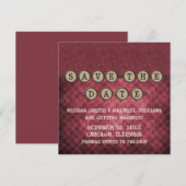 Fuchsia Steampunk Keys Save the Date Invite Kaart (Voorkant / Achterkant)