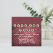 Fuchsia Steampunk Keys Save the Date Invite Kaart (Staand voorkant)