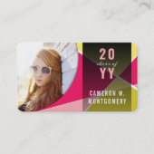 Fuchsia Stijlvolle geometrische lijnen Mod Foto Af Contactkaartje (Voorkant)