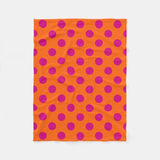 Fuchsia stippen op oranje fleece deken (Voorkant)
