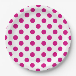 Fuchsia stippen papieren bordje