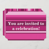 Fuchsia stries-uitnodiging kaart (Voorkant / Achterkant)