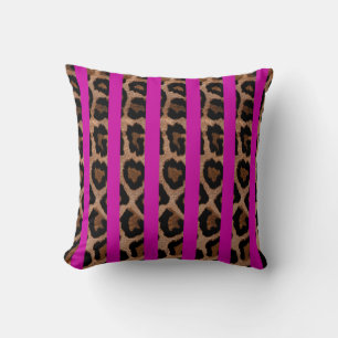 Fuchsia Striped Leopard Print Sierkussen