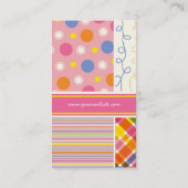 Fuchsia Stripes Stippen Checkble Combo Pattern Visitekaartje (Achterkant)