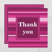 Fuchsia strips bedankt je kaart (Voorkant / Achterkant)