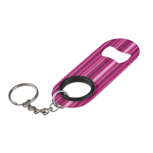 Fuchsia strips sleutelhanger flessenopener (Voorkant Gekanteld)