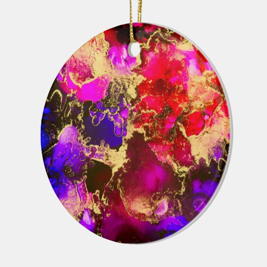 Fuchsia Stunning Alcohol Ink Painting Keramisch Ornament (Links)