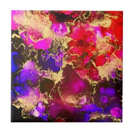Fuchsia Stunning Alcohol Ink Painting Tegeltje (Voorkant)