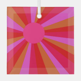 Fuchsia Sunburst Minimalist Colorful Suncatcher Glas Ornament