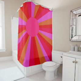 Fuchsia Sunrise Sunburst Minimalist Abstract Douchegordijn
