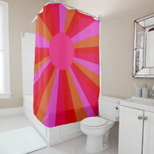 Fuchsia Sunrise Sunburst Minimalist Abstract Douchegordijn