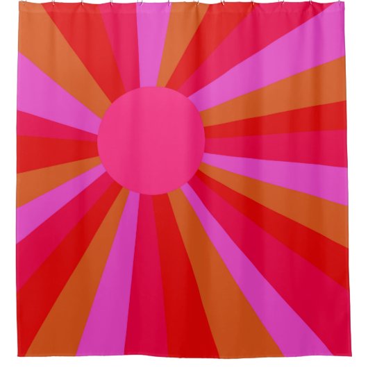 Fuchsia Sunrise Sunburst Minimalist Abstract Douchegordijn (Voorkant)