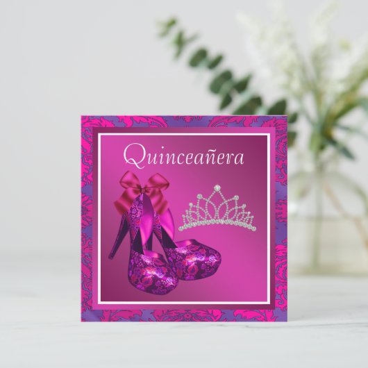 Fuchsia Tiara High Heel Schoenen Hot Pink Quincean Kaart (Staand voorkant)