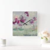 Fuchsia Treeline Vierkante Klok (Huis)