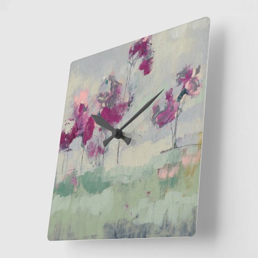 Fuchsia Treeline Vierkante Klok (Hoek)