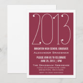 Fuchsia Trendy 2013 Afstuderen Invitation Kaart (Voorkant / Achterkant)