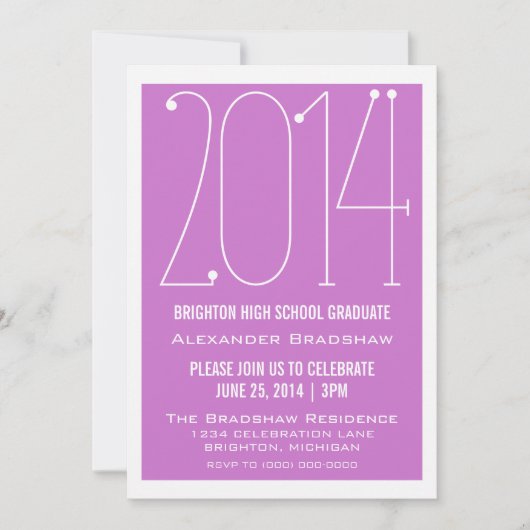 Fuchsia Trendy 2014 Afstuderen Invitation Kaart (Voorkant)