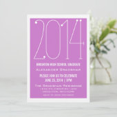 Fuchsia Trendy 2014 Afstuderen Invitation Kaart (Staand voorkant)