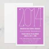 Fuchsia Trendy 2014 Afstuderen Invitation Kaart (Voorkant / Achterkant)