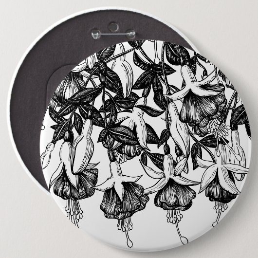 Fuchsia tuin ronde button 6,0 cm (Voorkant /achterkant)