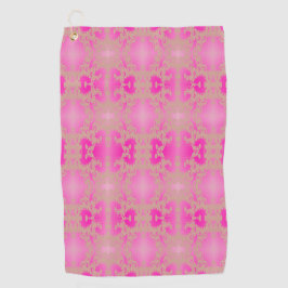 Fuchsia Tuin – Roze & Zachte Groene Bloemmotief Golfhanddoek