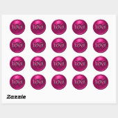 Fuchsia Twee Verstrengelde Harten Bruiloft Ronde Sticker (Vel)