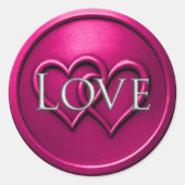 Fuchsia Twee Verstrengelde Harten Bruiloft Ronde Sticker (Voorkant)