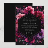 Fuchsia Umbral Bloom Bruiloft Kaart (Voorkant / Achterkant)