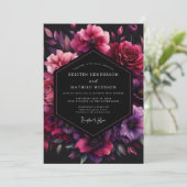 Fuchsia Umbral Bloom Wedding Kaart (Staand voorkant)