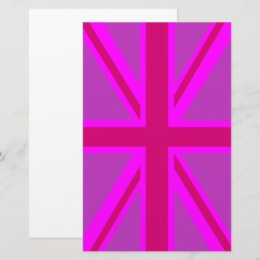 Fuchsia Union Jack Briefpapier (Voorkant / Achterkant)