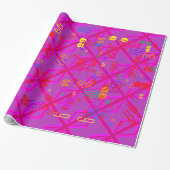 Fuchsia Union Jack Cadeaupapier (Uitgerold)