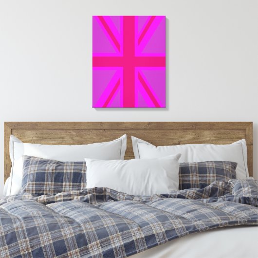 Fuchsia Union Jack Canvas Afdruk (Insitu (Slaapkamer))