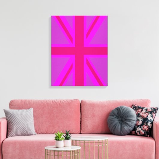 Fuchsia Union Jack Canvas Afdruk (Insitu (Woonkamer))