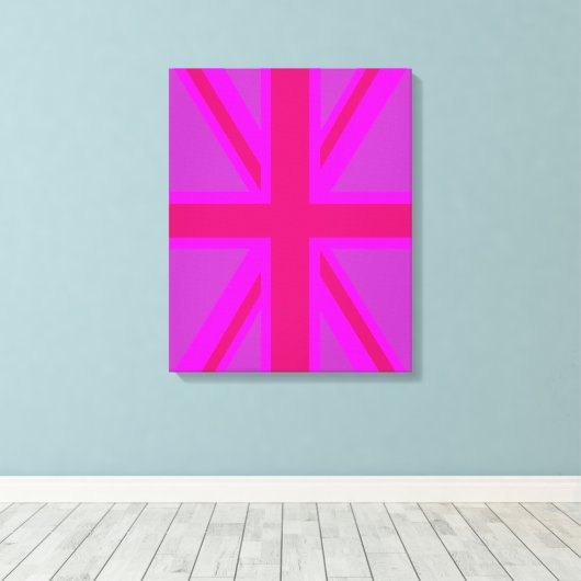 Fuchsia Union Jack Canvas Afdruk (Insitu (Houten vloer))