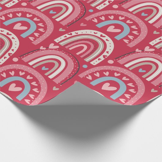 Fuchsia Valentijnsdag regenboog Cadeaupapier (Hoek)