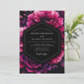 Fuchsia Velvet Bloom Wedding Kaart (Staand voorkant)