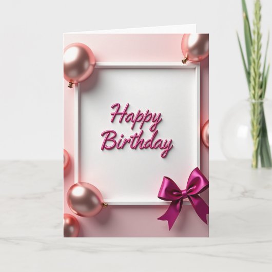 Fuchsia verjaardagskaart met script kaart (Voorkant)