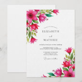 Fuchsia Vibrant Bloom Wedding Kaart (Voorkant / Achterkant)