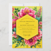 Fuchsia Vibrant Bloom Wedding Kaart (Voorkant)