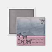 Fuchsia vlinders slaan de datum op magneet (Voorkant / Achterkant)