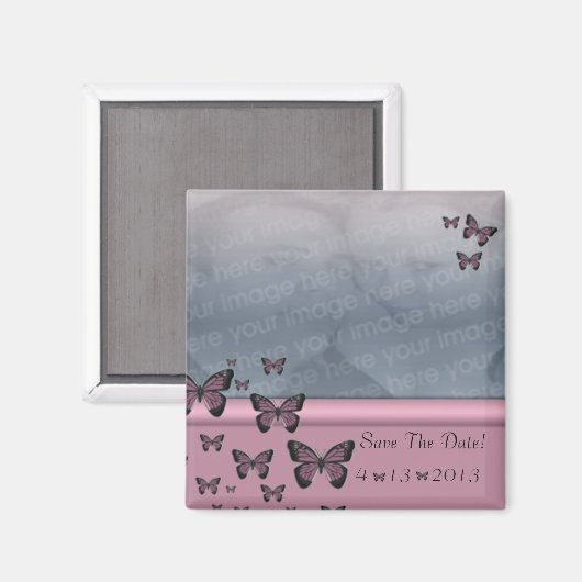 Fuchsia vlinders slaan de datum op magneet (Voorkant / Achterkant)