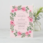 Fuchsia Warme Roze Bruiloft Kaart (Staand voorkant)